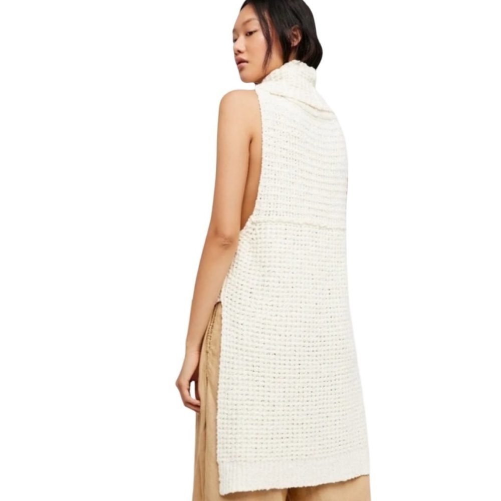Free People Sweater Womens Size Small Skyscraper Sleeveless Turtleneck Cream - Picture 13 of 13